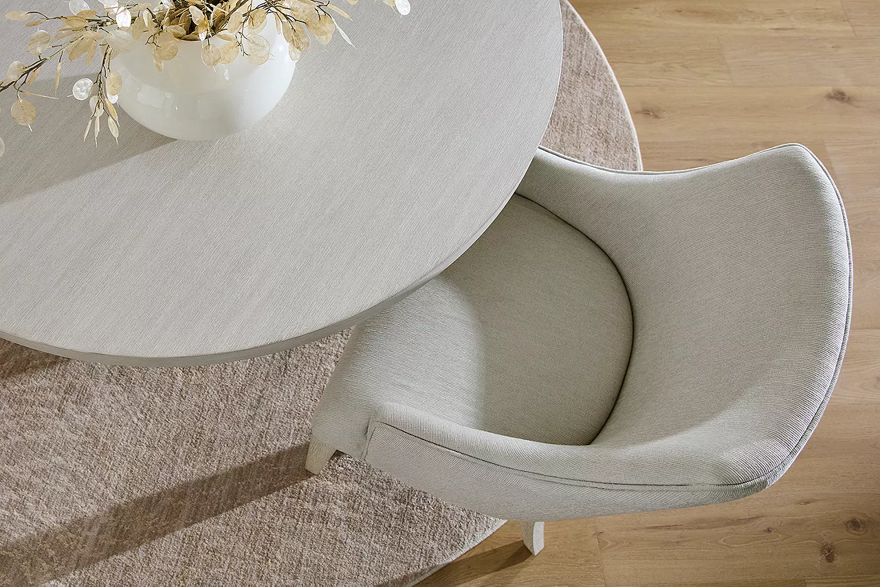 Overhead Detail Image of Cascade Round Dinning Table and Host Chair 